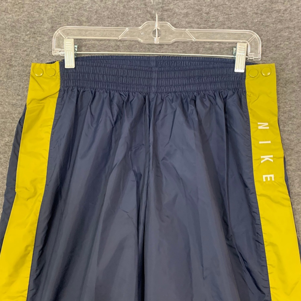 VTG 90s Nike Tear Break Away Basketball Pants Mens Large Navy Blue Yellow